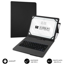 SUBBLIM Funda con Teclado Micro USB - USB C KEYTAB PRO USB 10,1" Black
