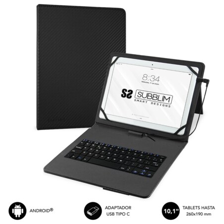 SUBBLIM Funda con Teclado Micro USB - USB C KEYTAB PRO USB 10,1" Black