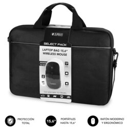 SUBBLIM Maletín con Ratón Select Pack Wireless Mouse USB + Laptop bag 15,6"