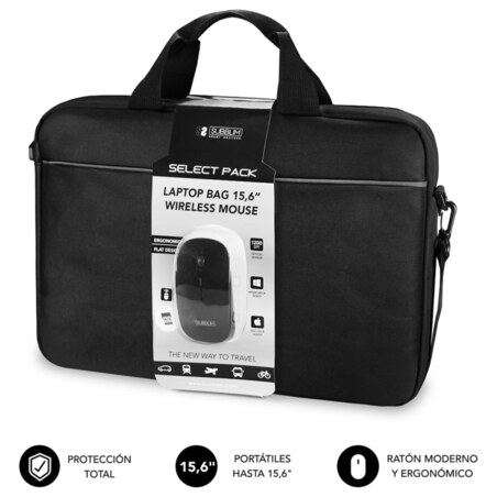 SUBBLIM Maletín con Ratón Select Pack Wireless Mouse USB + Laptop bag 15,6"