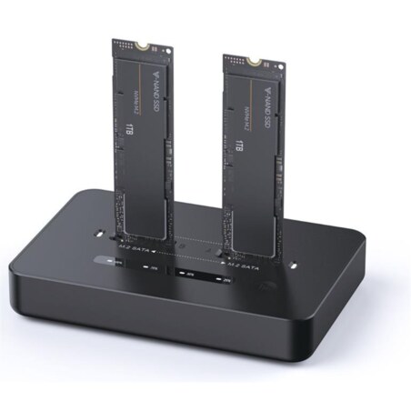 Gembird DD2-U3M2 base de conexión para disco duro USB 3.2 Gen 2x2 Type-C Negro
