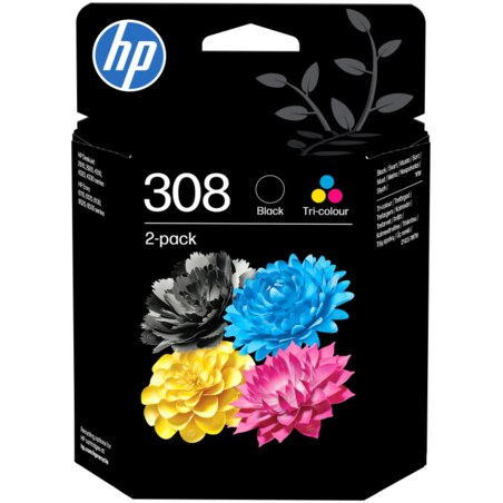 HP Paquete de 2 Cartuchos de Tinta Original 308 negra/tricolor