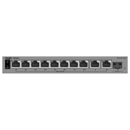 Ruijie Networks RG-ES211GS-P switch Gestionado L2 Gigabit Ethernet (10/100/1000) Energía sobre Ethernet (PoE) Gris