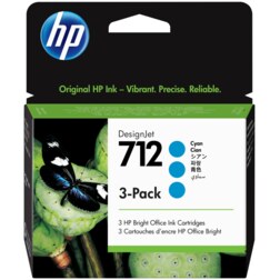 HP Paquete de 3 cartuchos de Tinta DesignJet 712 cian de 29 ml