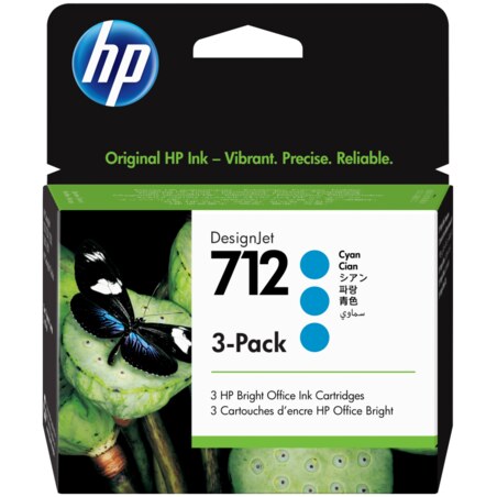 HP Paquete de 3 cartuchos de Tinta DesignJet 712 cian de 29 ml