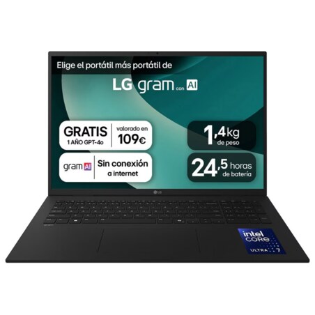 LG Gram 17Z90TL-G.AU88BN ordenador portatil Intel Core Ultra 7 258V Portátil 43,2 cm (17") WQXGA 32 GB LPDDR5x-SDRAM 1 TB SSD Wi