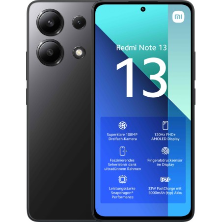 Xiaomi Redmi Note 13 16,9 cm (6.67") Ranura híbrida Dual SIM Android 13 4G USB Tipo C 8 GB 256 GB 5000 mAh Negro