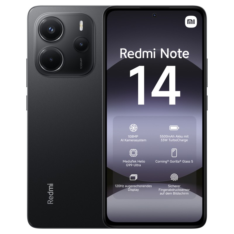 Xiaomi Redmi Note 14 16,9 cm (6.67") Ranura híbrida Dual SIM 4G USB Tipo C 6 GB 128 GB 5500 mAh Negro