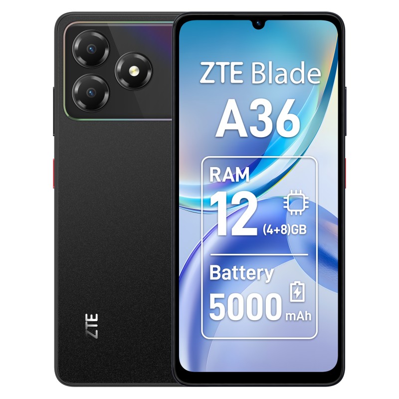 ZTE Blade A36 17,1 cm (6.75") SIM doble Android 15 4G USB Tipo C 4 GB 64 GB 5000 mAh Negro