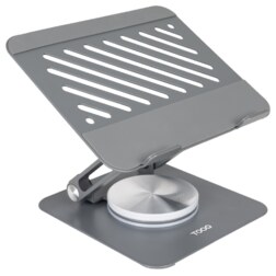 TooQ Soporte Elevador con rotación 360° y ajustable, para dispositivos de hasta 13”, Color Gris Oscuro