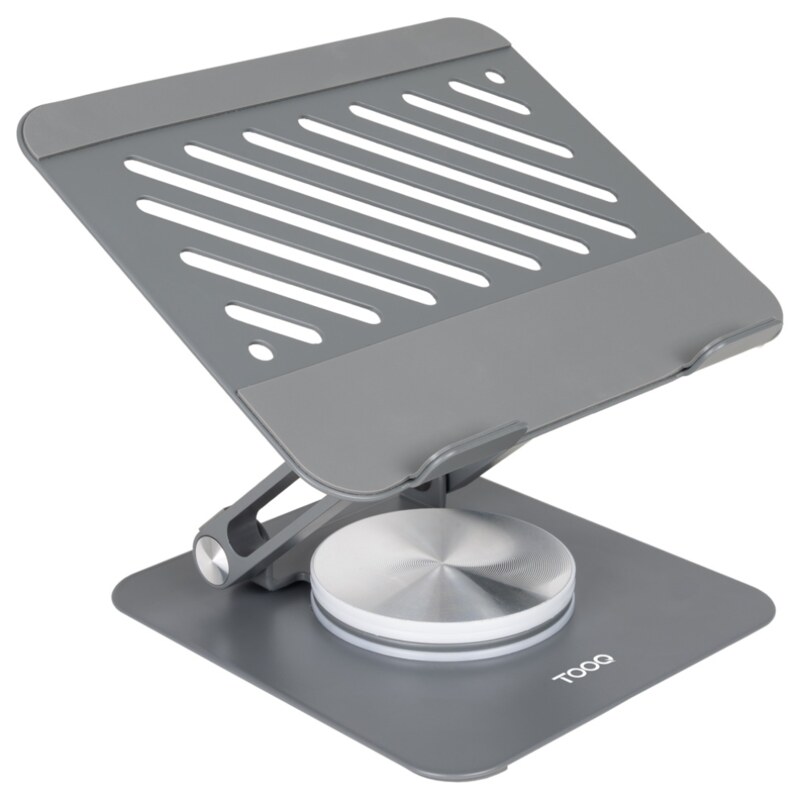 TooQ Soporte Elevador con rotación 360° y ajustable, para dispositivos de hasta 13”, Color Gris Oscuro