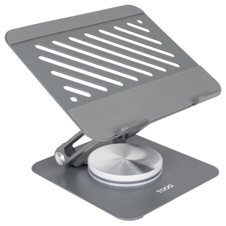 TooQ Soporte Elevador con rotación 360° y ajustable, para dispositivos de hasta 13”, Color Gris Oscuro