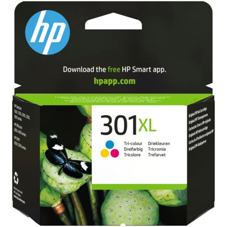 HP Cartucho de tinta original 301XL de alta capacidad Tri-color