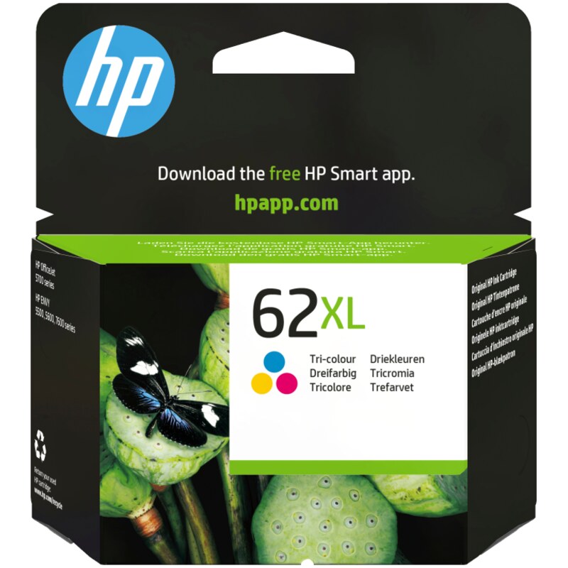 HP Cartucho de tinta original 62XL de alta capacidad tricolor