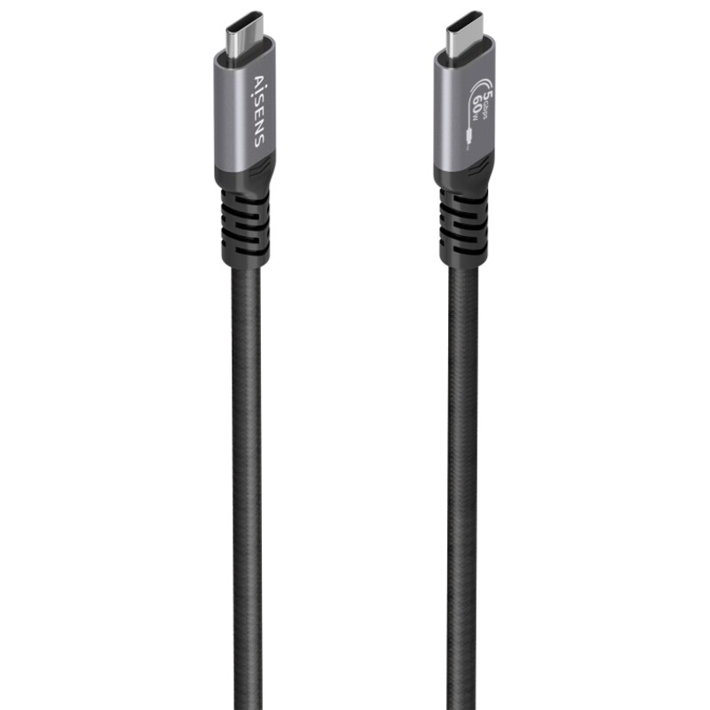 AISENS Cable USB 3.2 Gen1 Aluminio 5Gbps 4K@60Hz 3A 60W E-Mark, Tipo USB-C/M-USB-C/M, Negro, 10M