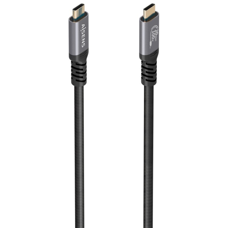 AISENS Cable USB 3.2 Gen2x2 Aluminio 20Gbps 8K@30Hz 5A 100W E-Mark, Tipo USB-C/M-USB-C/M, Negro, 3.0m