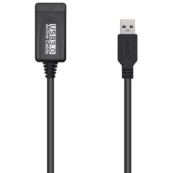 AISENS Cable USB 3.0 Prolongador Con Amplificador, Tipo A/M-A/H, Negro, 5.0m