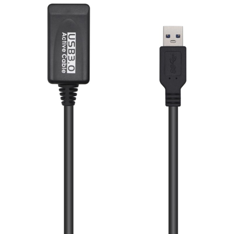 AISENS Cable USB 3.0 Prolongador Con Amplificador, Tipo A/M-A/H, Negro, 5.0m