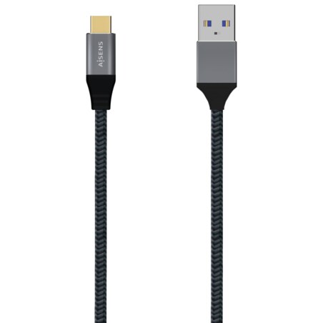 AISENS Cable USB 3.1 Gen2 Aluminio 10Gbps 3A, Tipo USB-C/M-A/M, Gris, 1.5M
