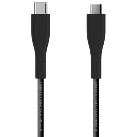 AISENS Cable USB 2.0 3A, tipo USB C/M - micro B/M, Negro, 1.0 m