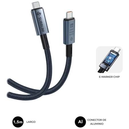 SUBBLIM CABLE HIGH 240w C-C USB4.0 8K 1,5m
