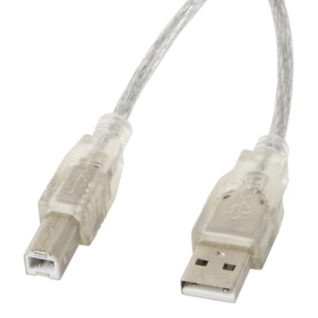 Lanberg CA-USBA-12CC-0050-TR cable USB USB 2.0 5 m USB B 0,48 Gbit/s Transparente