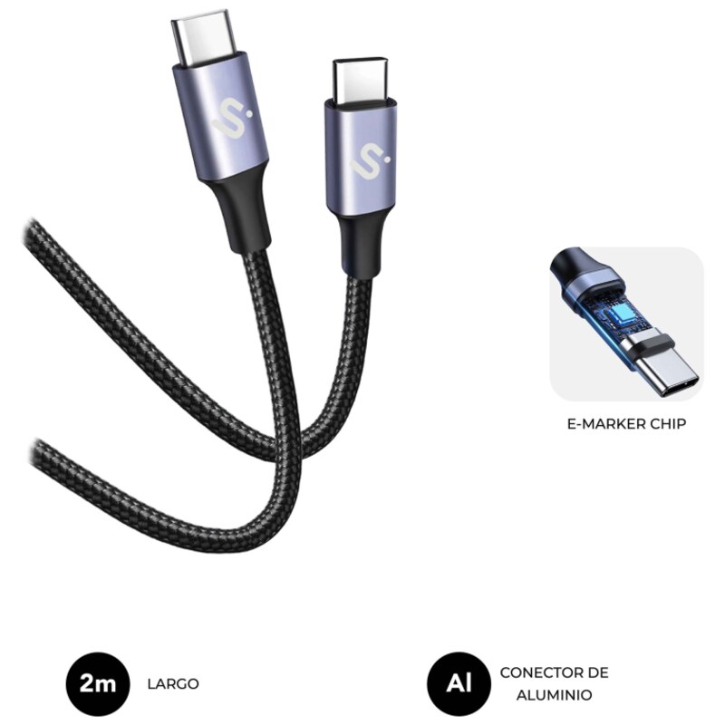 SUBBLIM CABLE PLUS 100W C-C 2m BLACK
