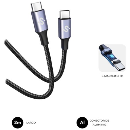 SUBBLIM CABLE PLUS 100W C-C 2m BLACK