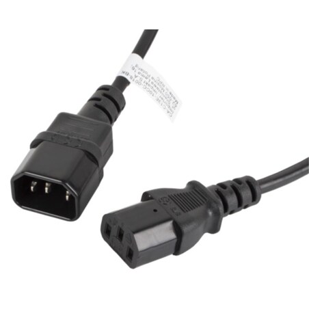 Lanberg CA-C13E-10CC-0018-BK cable de transmisión Negro 1,8 m C13 acoplador C14 acoplador