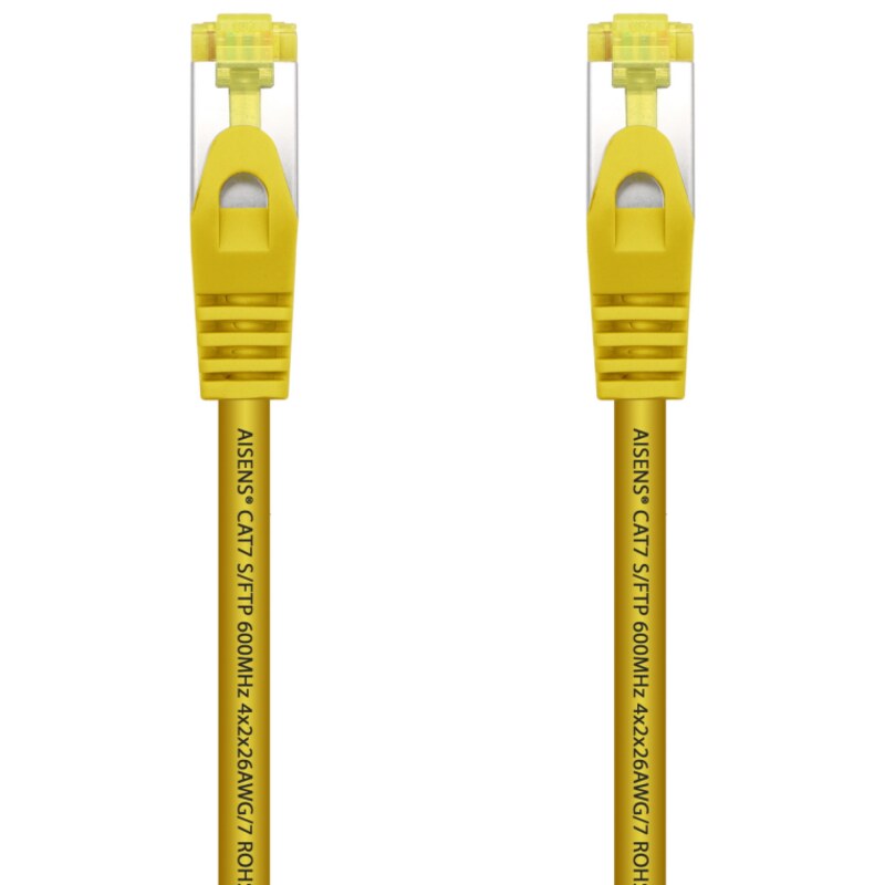 AISENS Cable De Red Latiguillo RJ45 LSZH Cat.7 600 MHz S/FTP PIMF AWG26, Amarillo, 25 cm