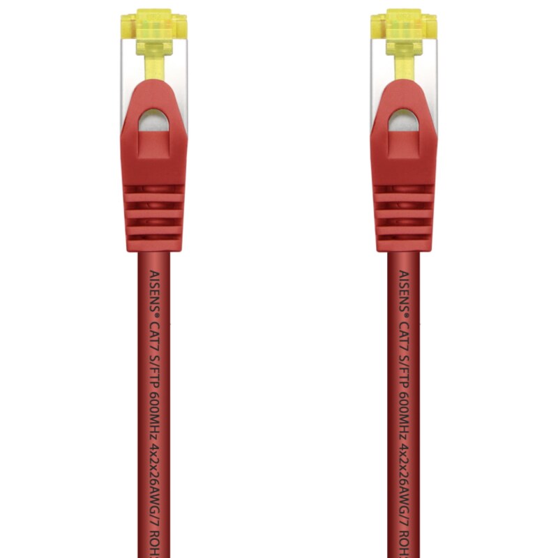 AISENS Cable De Red Latiguillo RJ45 LSZH Cat.7 600 MHz S/FTP PIMF AWG26, Rojo, 25 cm