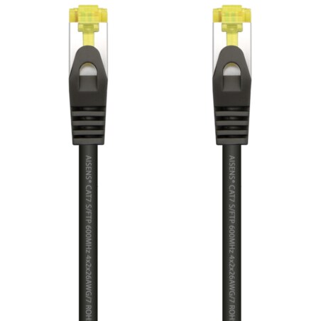 AISENS Cable De Red Latiguillo RJ45 LSZH Cat.7 600 MHz S/FTP PIMF AWG26, Negro, 2.0 m