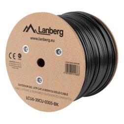 Lanberg LCU6-30CU-0305-BK cable de red Negro 305 m Cat6 U/UTP (UTP)