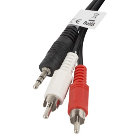 Lanberg CA-MJRC-10CC-0020-BK cable de audio 2 m 3,5mm RCA Negro, Rojo, Blanco