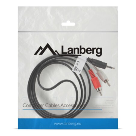 Lanberg CA-MJRC-10CC-0015-BK cable de audio 1,5 m 3,5mm 2 x RCA Negro