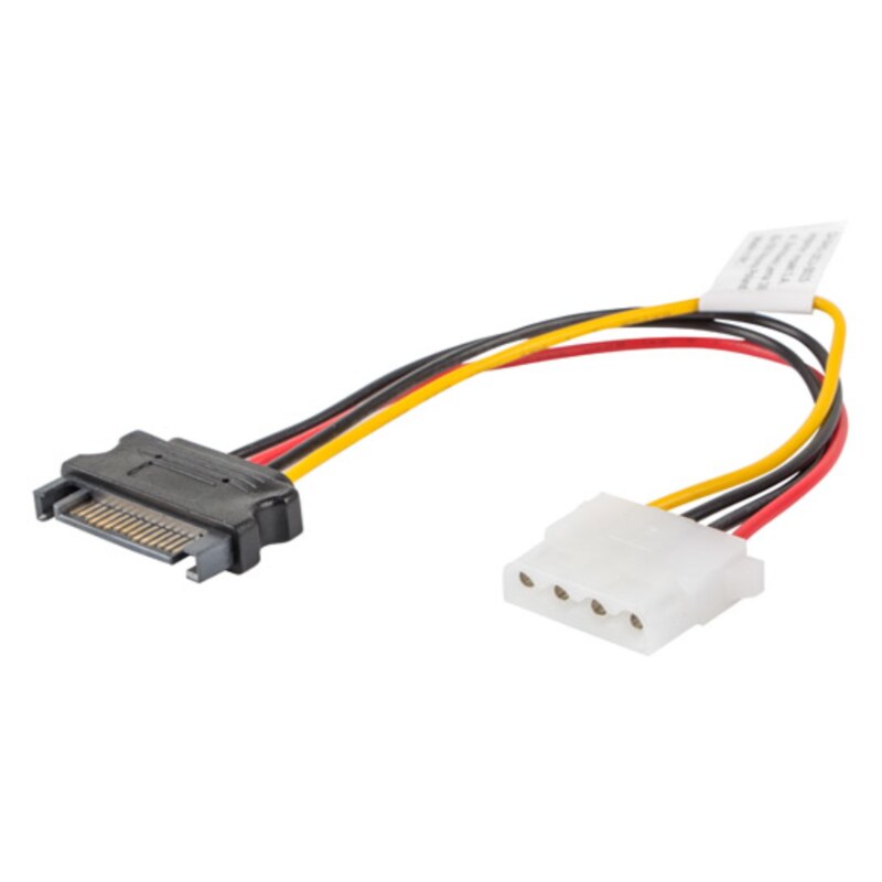 Lanberg CA-SAHD-10CU-0015 cable de SATA 0,15 m Molex (4-pin) SATA de 15 pines Negro, Rojo, Amarillo