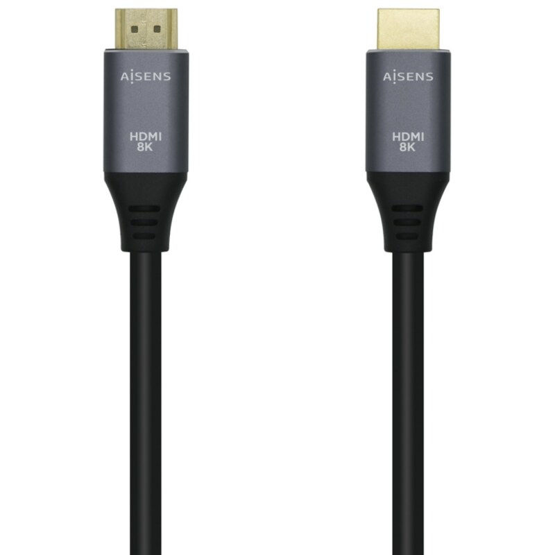 AISENS Cable HDMI V2.1 Ultra Alta Velocidad / HEC 8k@60Hz 48Gbps, A/M-A/M, Gris/Negro, 0.5m