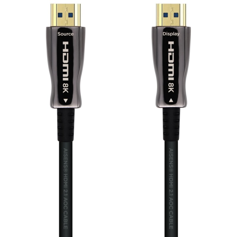 AISENS Cable HDMI V2.1 AOC Ultra Alta Velocidad / HEC 8k@60Hz 4k@120Hz 4:4:4 48Gbps, A/M-A/M, Negro, 30m