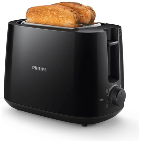 Philips Daily Collection HD2581/90 Tostadora: 2 rebanadas, ranura ancha, negro