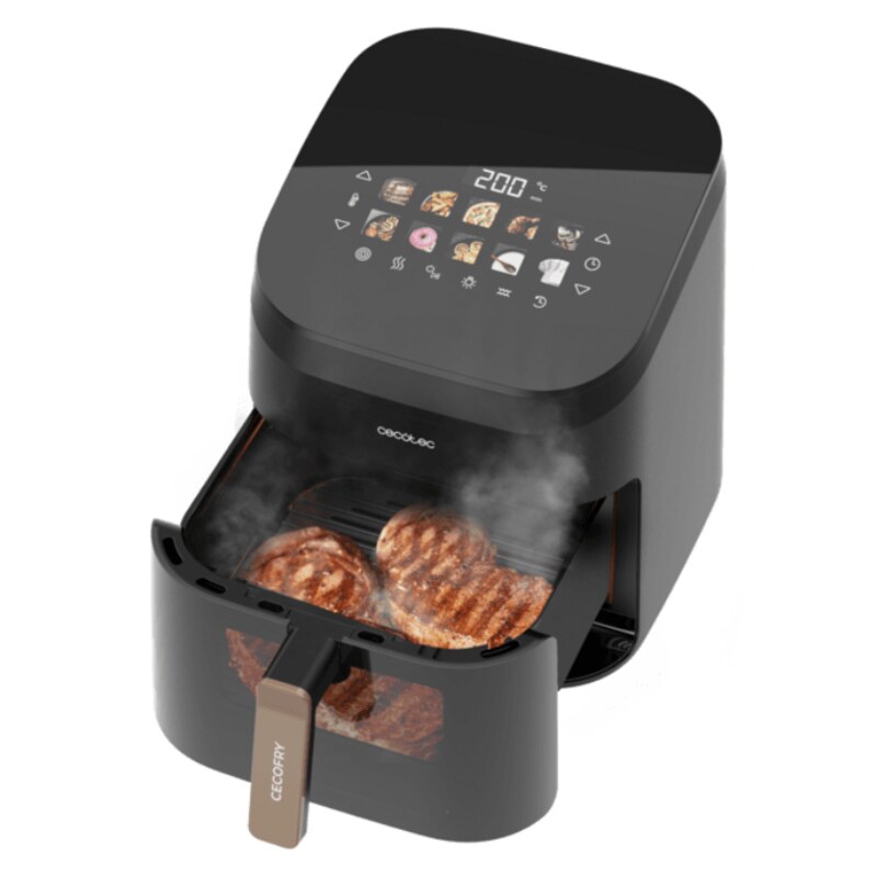 Cecotec Cecofry&Grill Smokin' 6500 Sencillo 6,5 L Independiente 2200 W Freidora de aire caliente Negro, Marrón