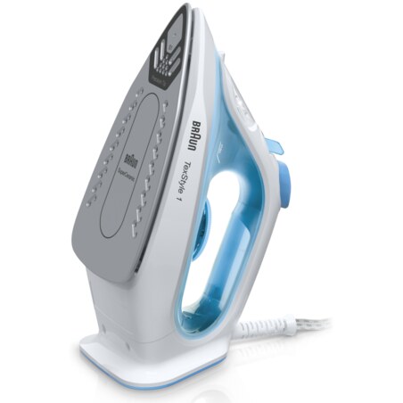 Braun TexStyle 1 SI1050BL Plancha a vapor Suela de cerámica 2000 W Azul, Blanco