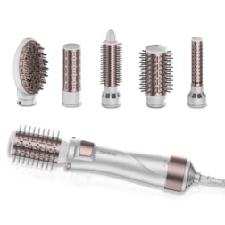 Cecotec 03446 Utensilio de peinado Herramienta de peinado con múltiples accesorios Caliente Gris, Oro rosado 1000 W 1,8 m