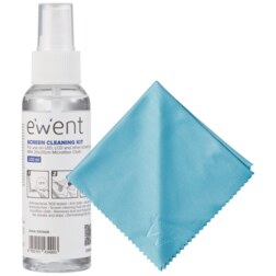 Ewent EW5668 kit de limpieza para computadora Pantallas / Plásticos, Universal Kit de limpieza para equipos 100 ml