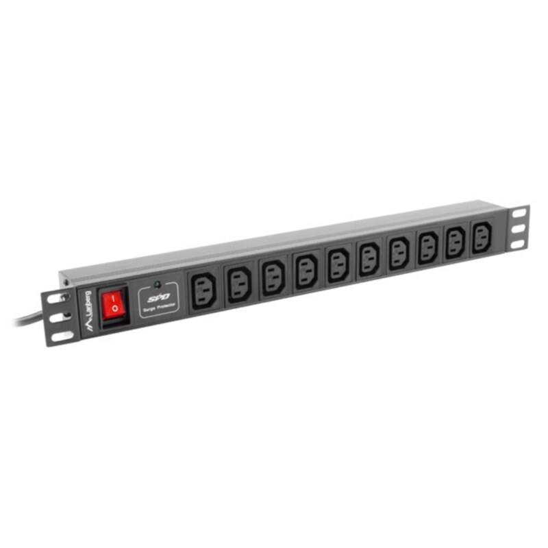 Lanberg PDU-10I-0200-IEC-BK unidad de distribución de energía (PDU) 10 salidas AC 1U Negro