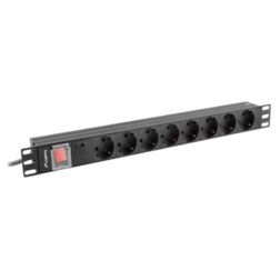 Lanberg PDU-08F-0200-BK unidad de distribución de energía (PDU) 8 salidas AC 1U Negro
