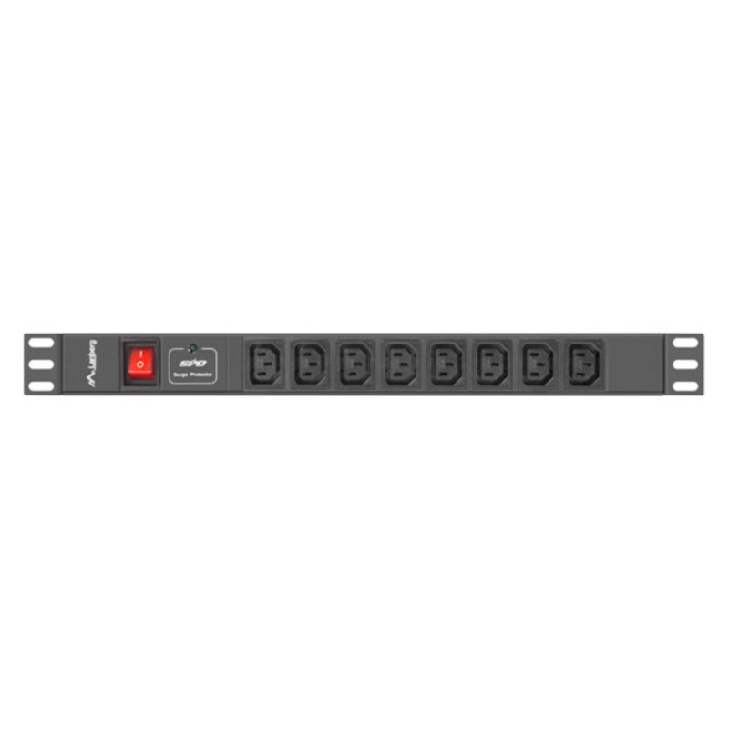 Lanberg PDU-08I-0200-C20-BK unidad de distribución de energía (PDU) 8 salidas AC 1U Negro