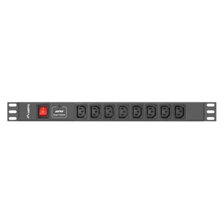 Lanberg PDU-08I-0200-C20-BK unidad de distribución de energía (PDU) 8 salidas AC 1U Negro