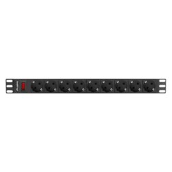 Lanberg PDU-09F-0300-BK unidad de distribución de energía (PDU) 9 salidas AC 1U Negro, Gris