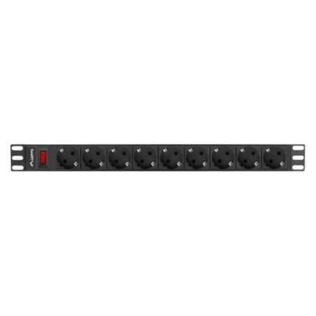 Lanberg PDU-09F-0300-BK unidad de distribución de energía (PDU) 9 salidas AC 1U Negro, Gris
