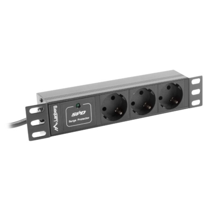 Lanberg PDU-03F-0200-BK unidad de distribución de energía (PDU) 3 salidas AC 1U Negro